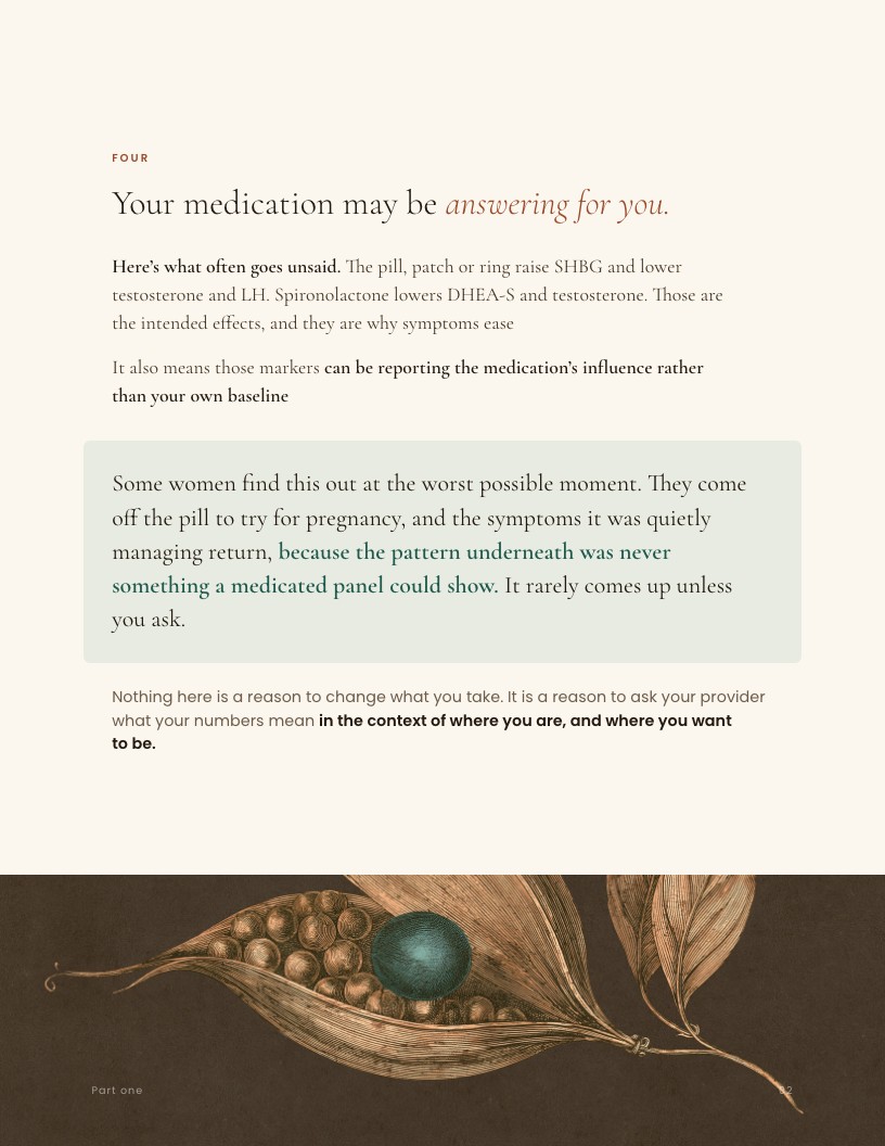 An interior page of the guide: what a medicated panel can hide, and what to ask about it